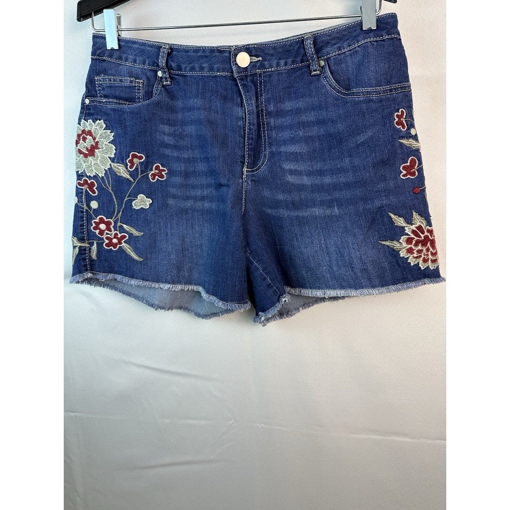 EST.1946 Floral Embroidered Denim Jeans Shorts Women Sz 14